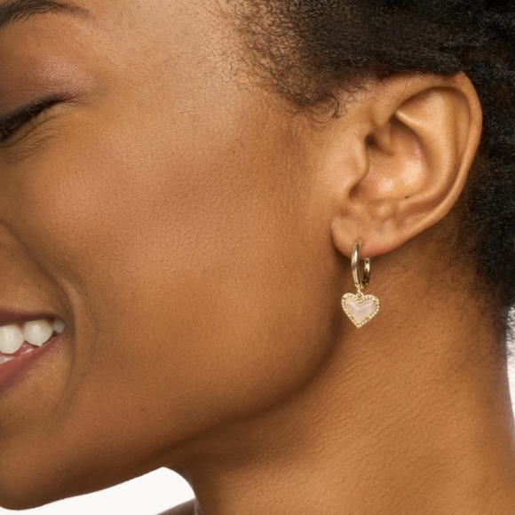 Kendra Scott Pink and Gold Hoop Earrings - Picture 2 of 4